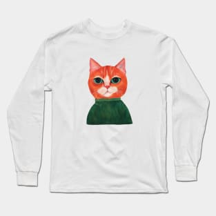 Funny Orange Cat Digital Artwork Long Sleeve T-Shirt